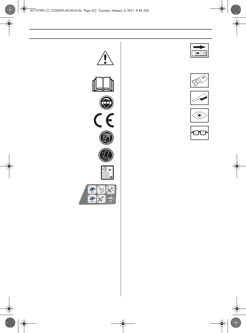 Symbolforklaring, Symboler | Husqvarna 122HD60 User Manual | Page 432 / 532