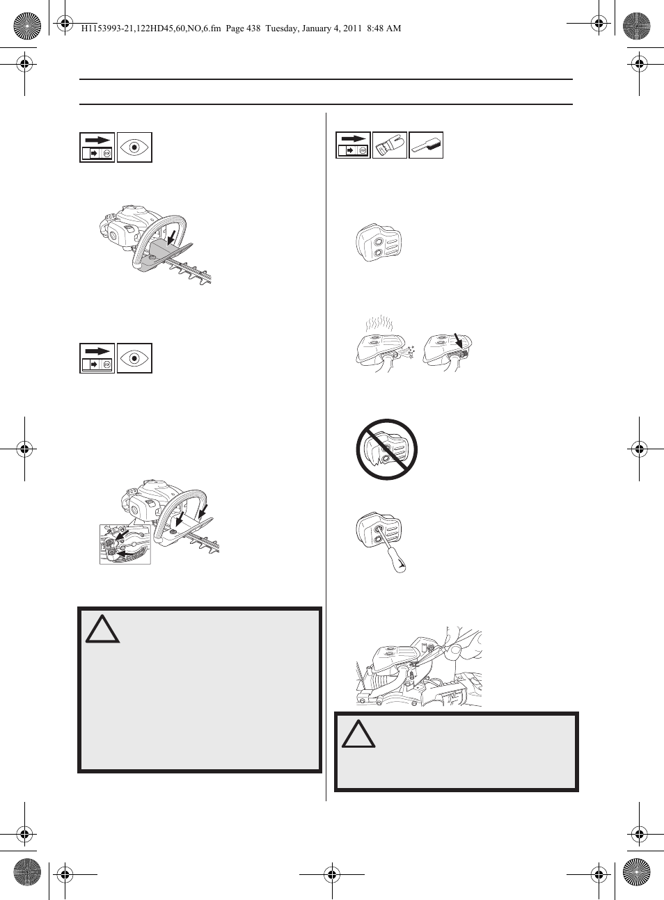 Generelle sikkerhetsinstruksjoner | Husqvarna 122HD60 User Manual | Page 438 / 532