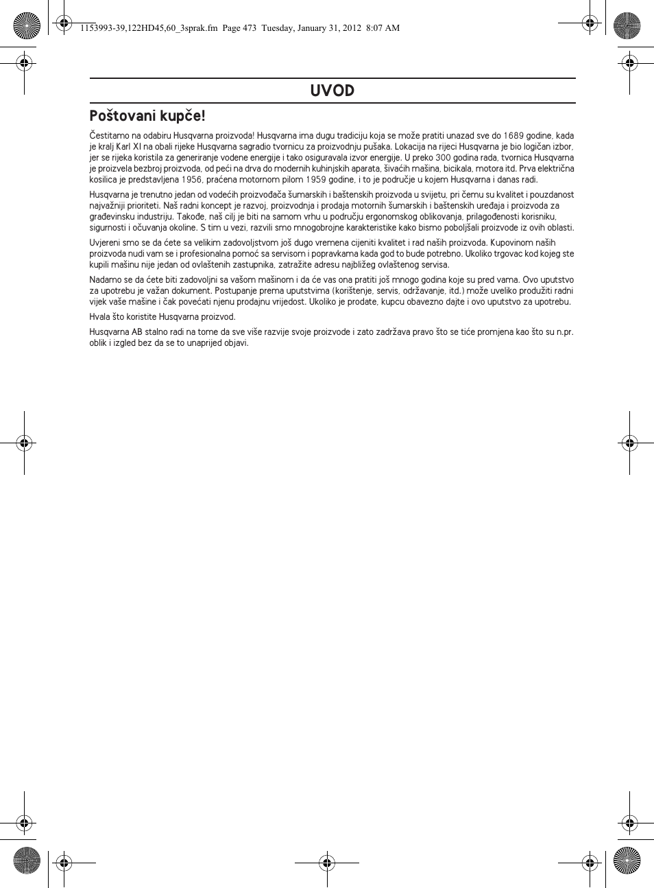 Uvod, Po‰tovani kupãe | Husqvarna 122HD60 User Manual | Page 473 / 532