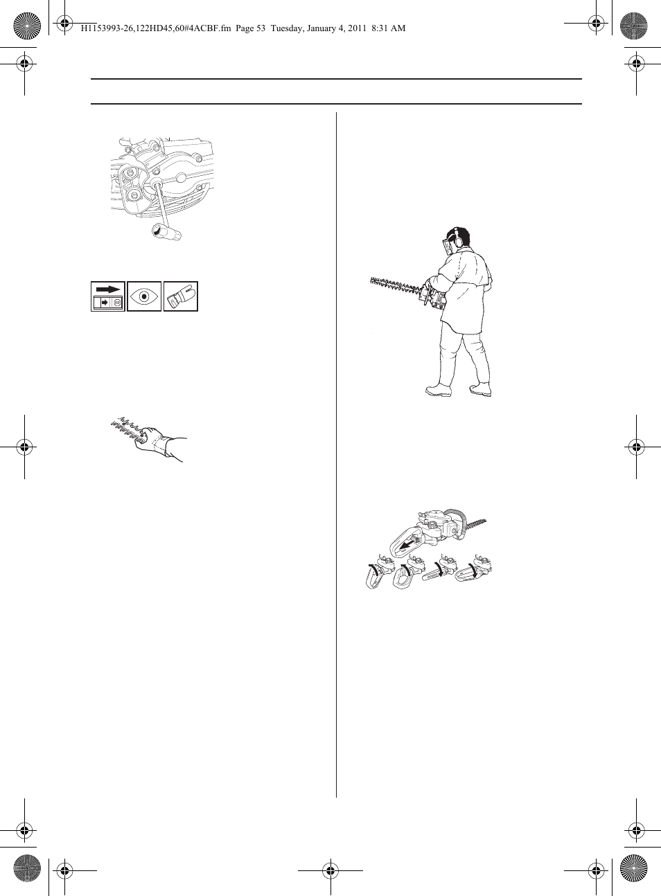 Arbejdsteknik | Husqvarna 122HD60 User Manual | Page 53 / 532