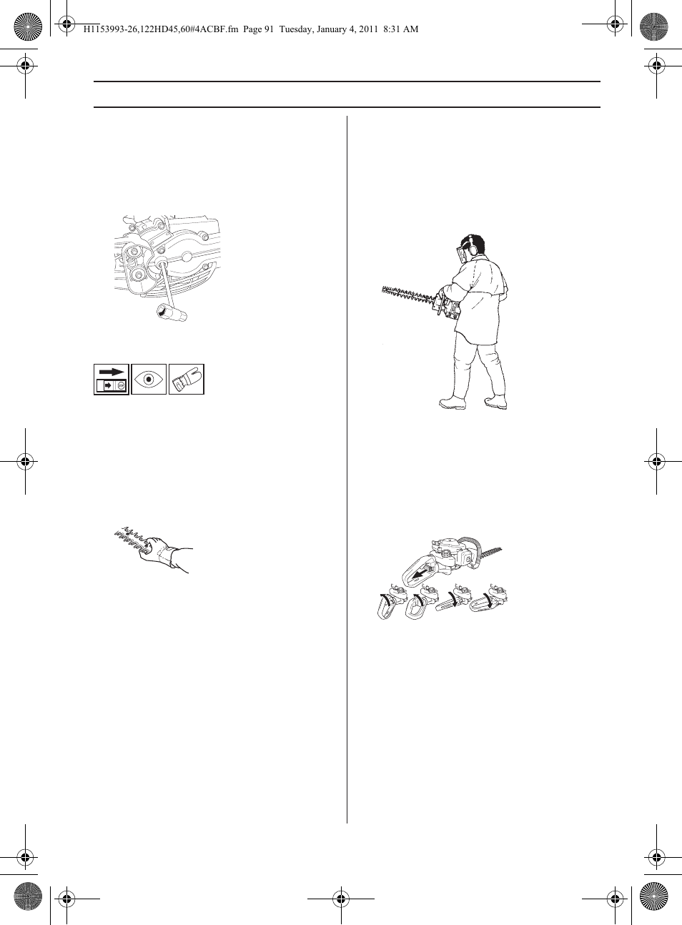 Arbeitstechnik | Husqvarna 122HD60 User Manual | Page 91 / 532