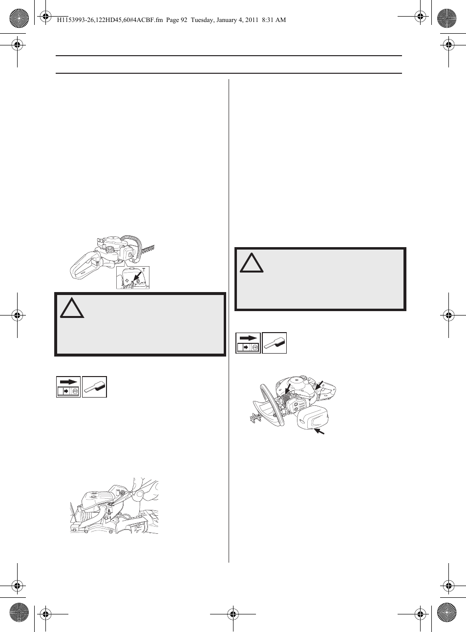 Wartung, Vergaser, Schalldämpfer | Kühlsystem | Husqvarna 122HD60 User Manual | Page 92 / 532