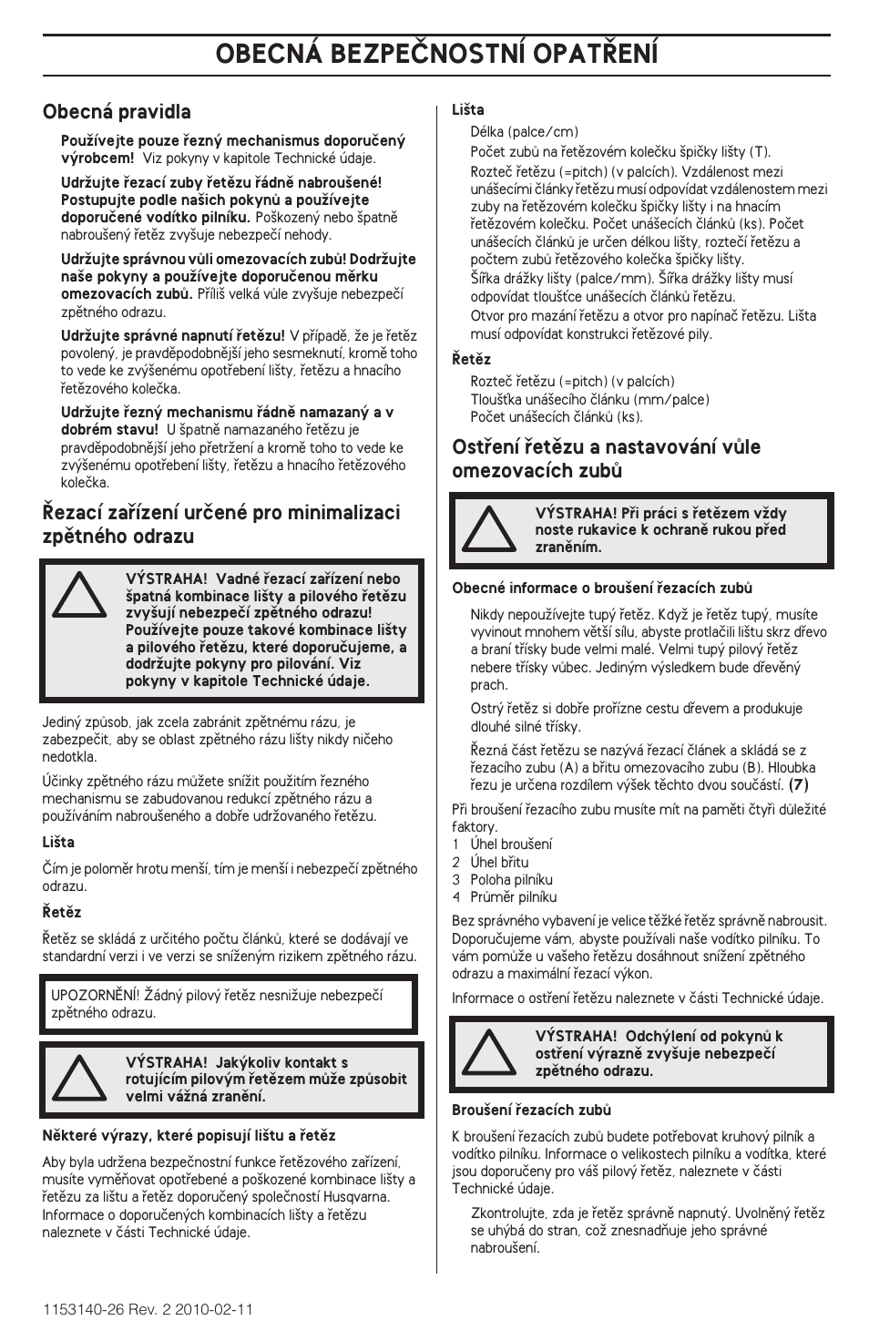 Obecná bezpeânostní opat¤ení | Husqvarna 240e User Manual | Page 185 / 464