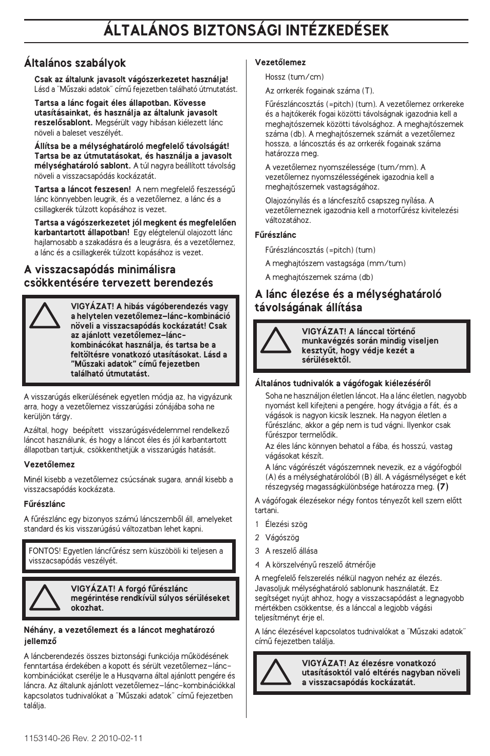 Általános biztonsági intézkedések | Husqvarna 240e User Manual | Page 239 / 464