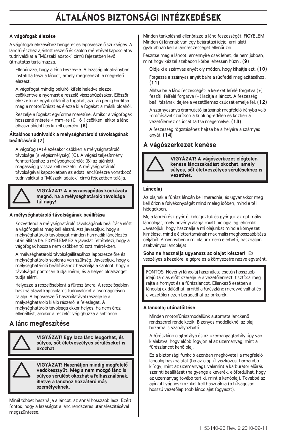 Általános biztonsági intézkedések | Husqvarna 240e User Manual | Page 240 / 464