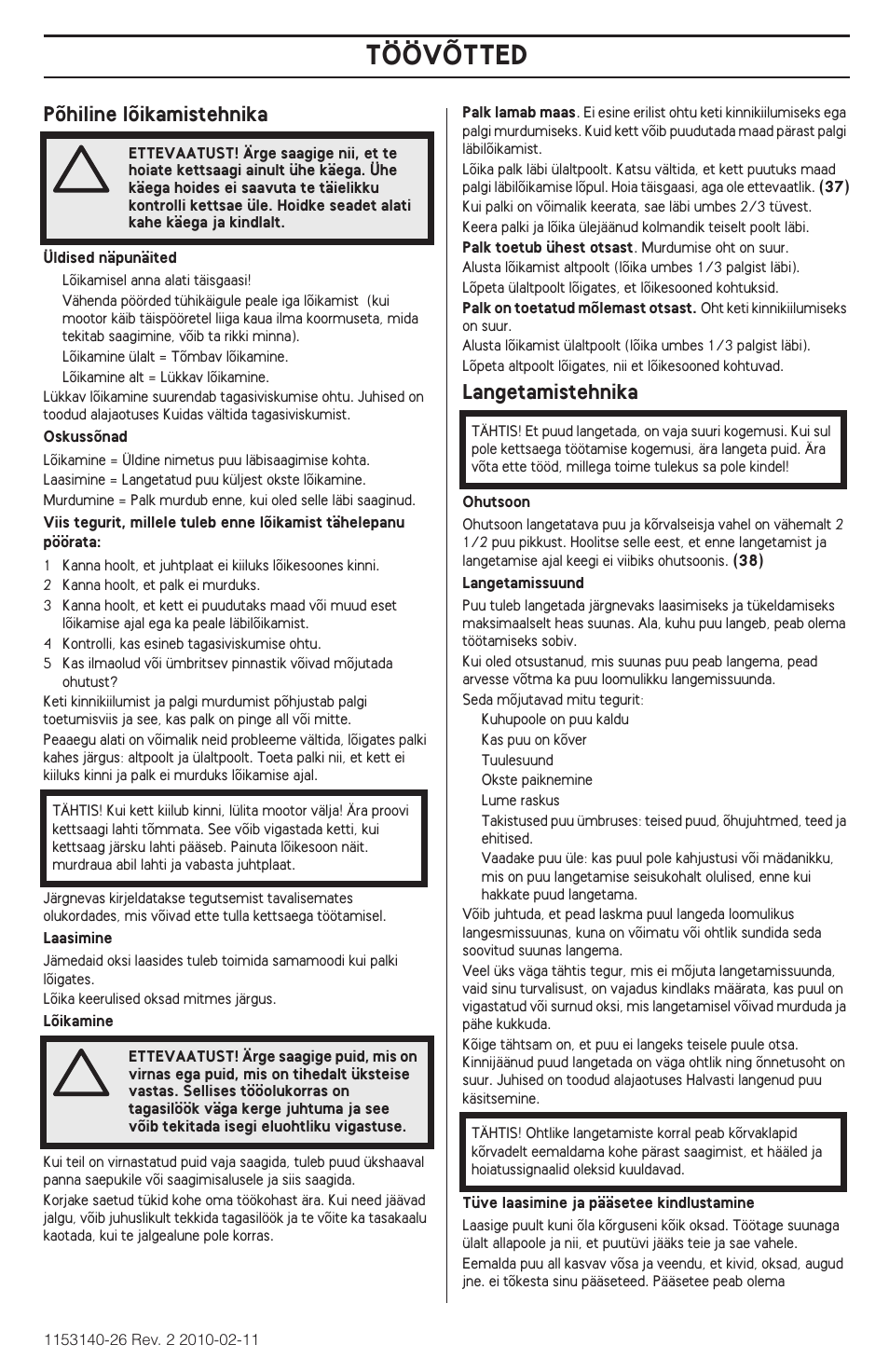 Töövõtted | Husqvarna 240e User Manual | Page 285 / 464