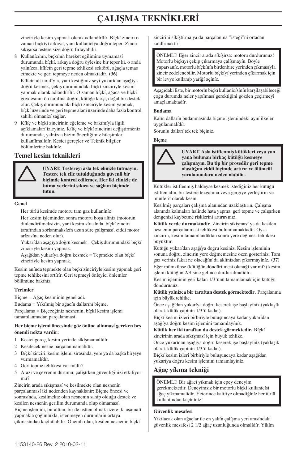 Çaliﬁma tekn‹kler, Temel kesim teknikleri, A¤aç yíkma tekni¤i | Husqvarna 240e User Manual | Page 439 / 464