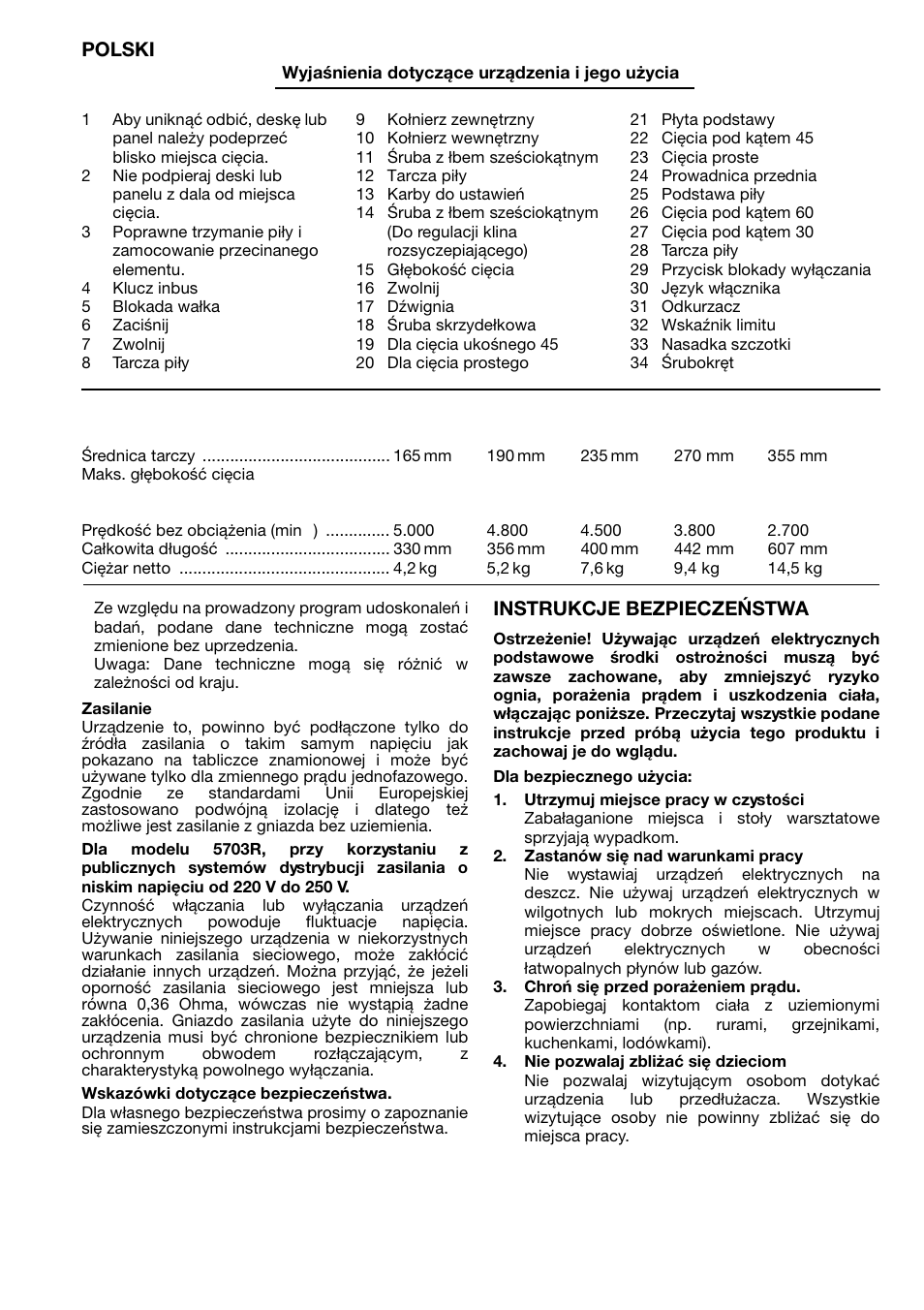 Polski, Instrukcje bezpieczeństwa | Makita 5143R User Manual | Page 17 / 28