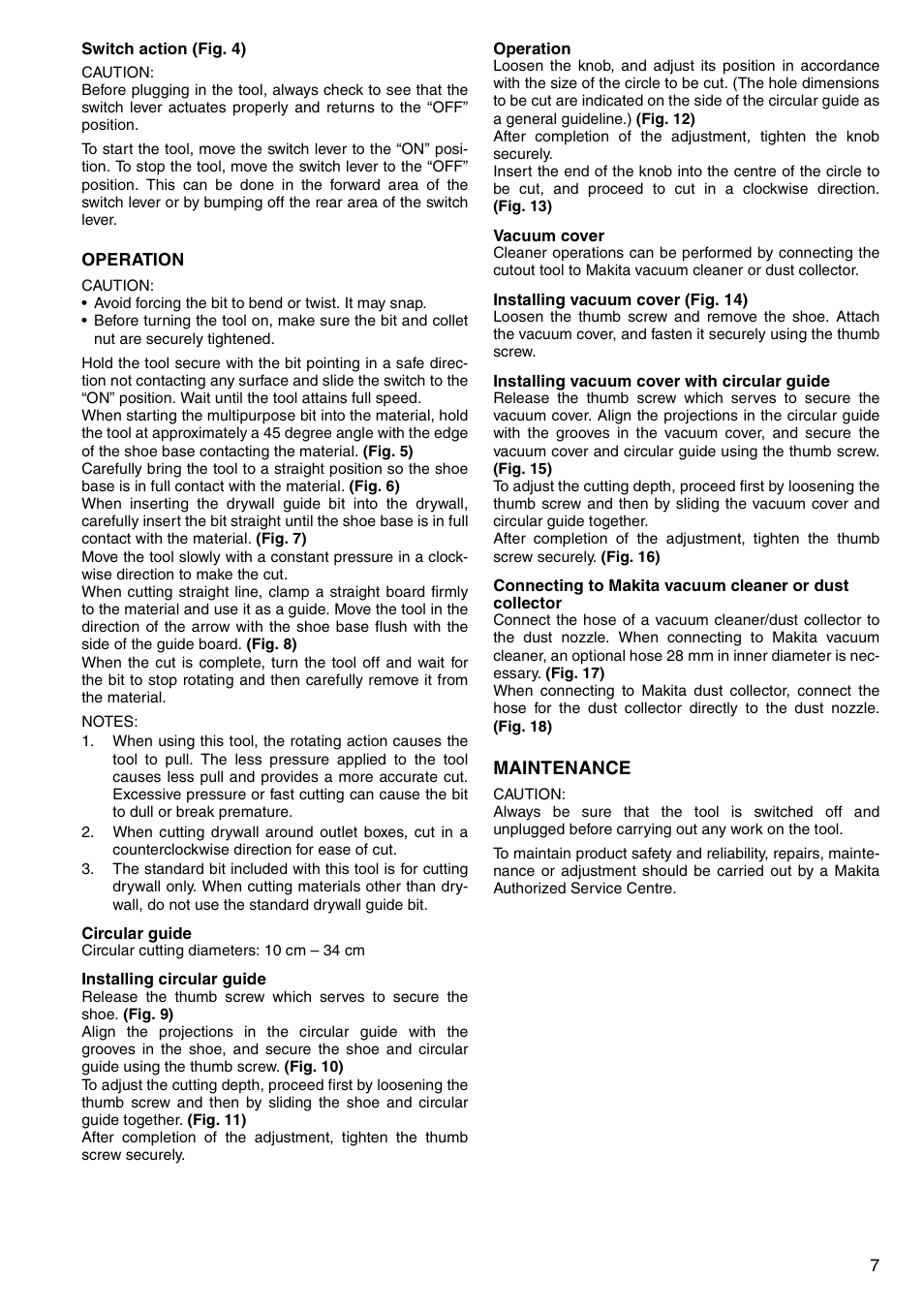 Maintenance | Makita 3706 User Manual | Page 7 / 24