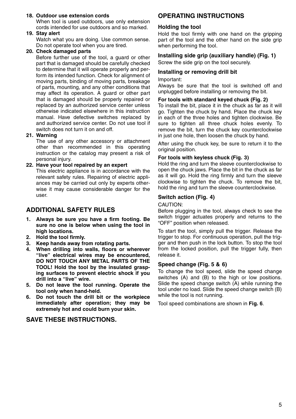 Additional safety rules, Save these instructions. operating instructions | Makita 6300-4 User Manual | Page 5 / 20