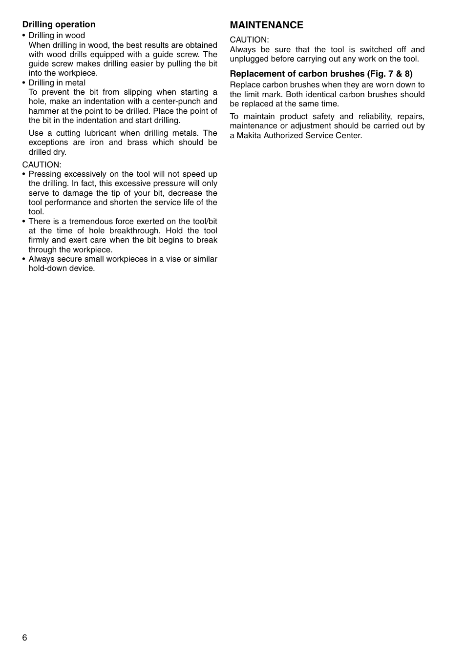 Maintenance | Makita 6300-4 User Manual | Page 6 / 20