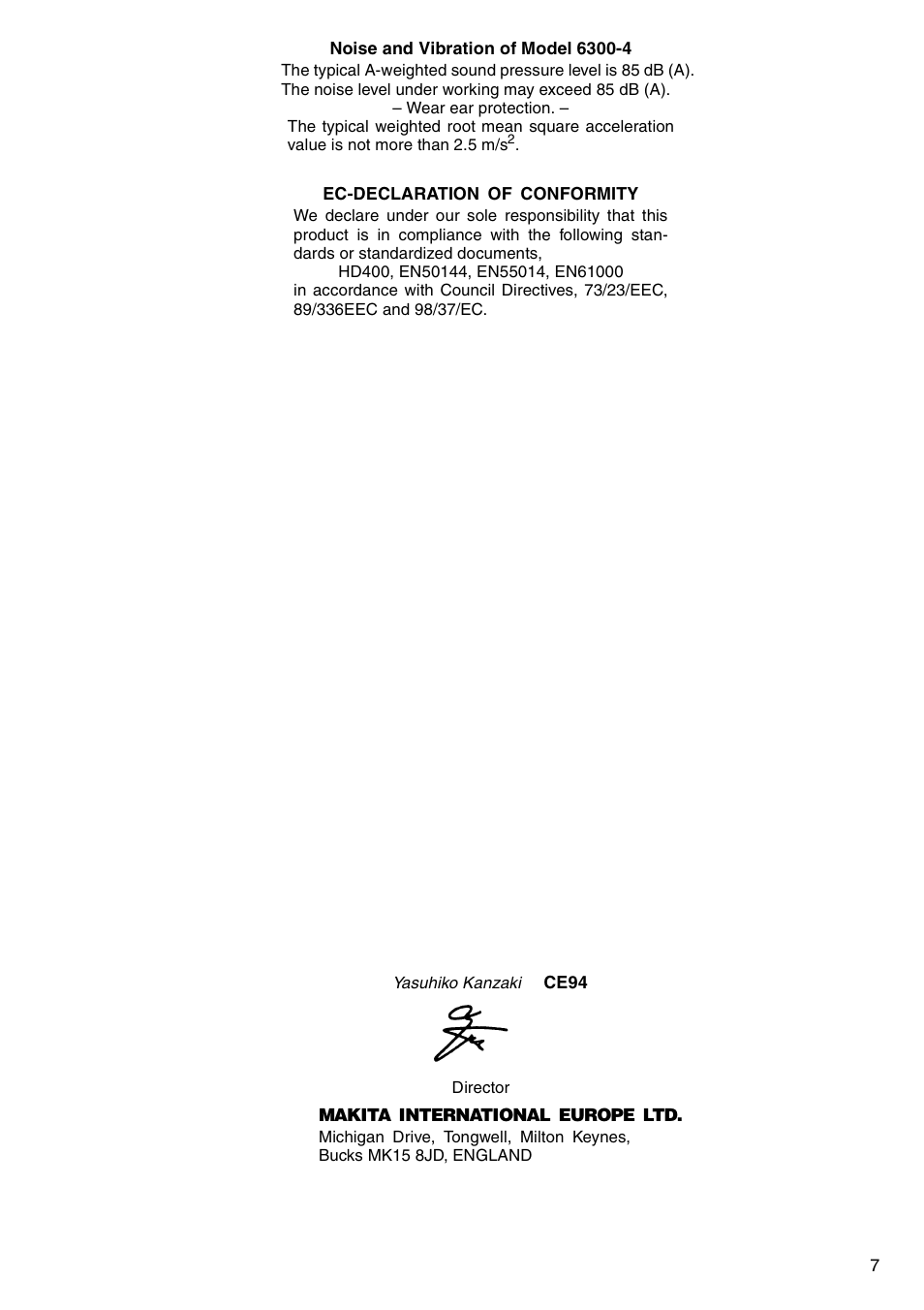 Makita 6300-4 User Manual | Page 7 / 20