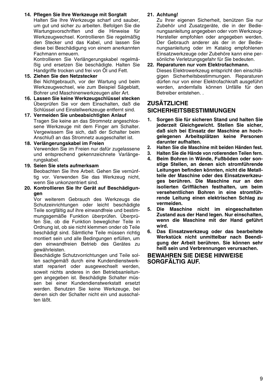 Zusätzliche sicherheitsbestimmungen, Bewahren sie diese hinweise sorgfältig auf | Makita 6300-4 User Manual | Page 9 / 20
