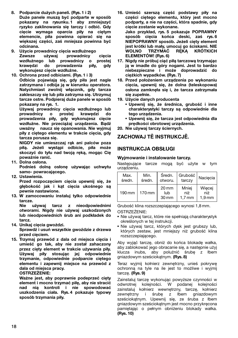 Zachowaj tê instrukcjê. instrukcja obsługi | Makita 5704RK User Manual | Page 18 / 28