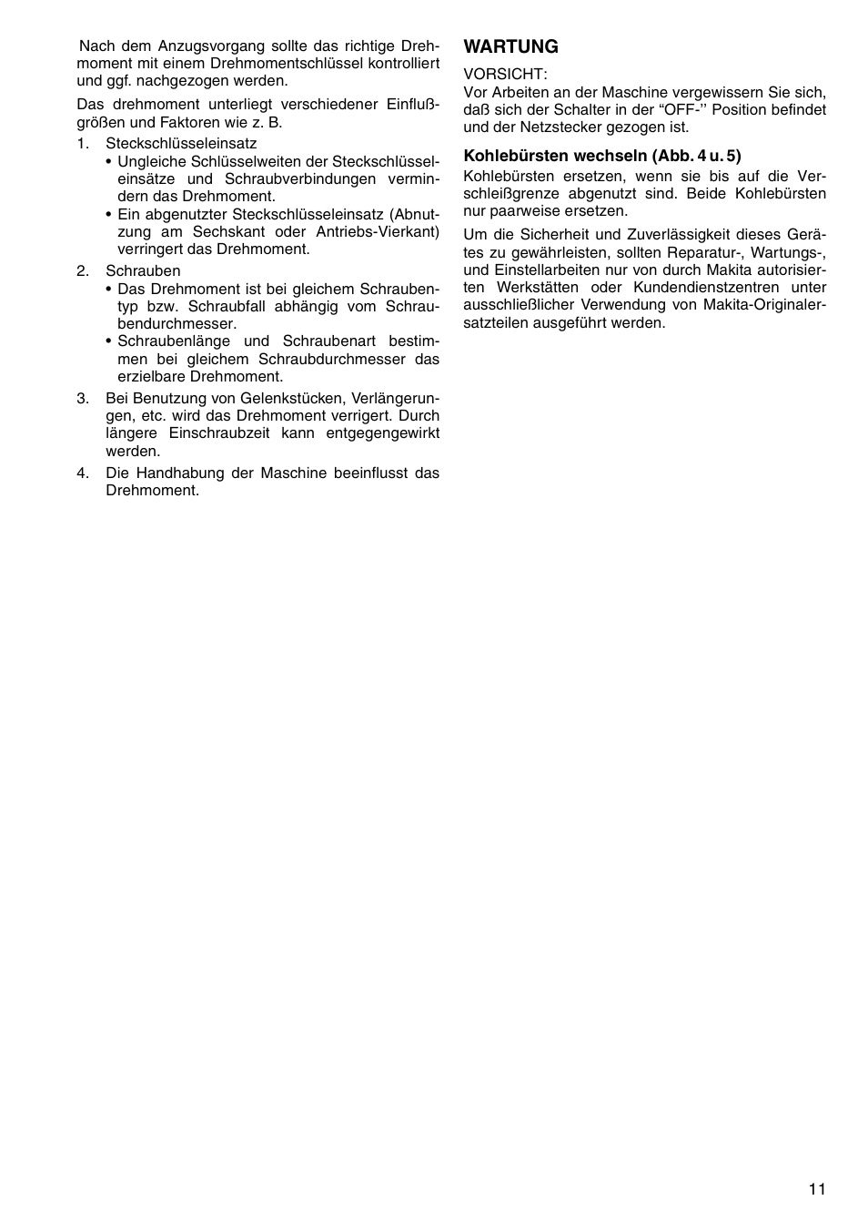 Wartung | Makita 6906 User Manual | Page 11 / 24