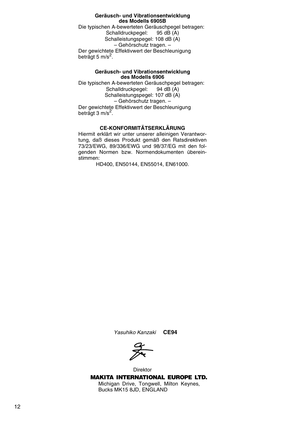 Makita 6906 User Manual | Page 12 / 24