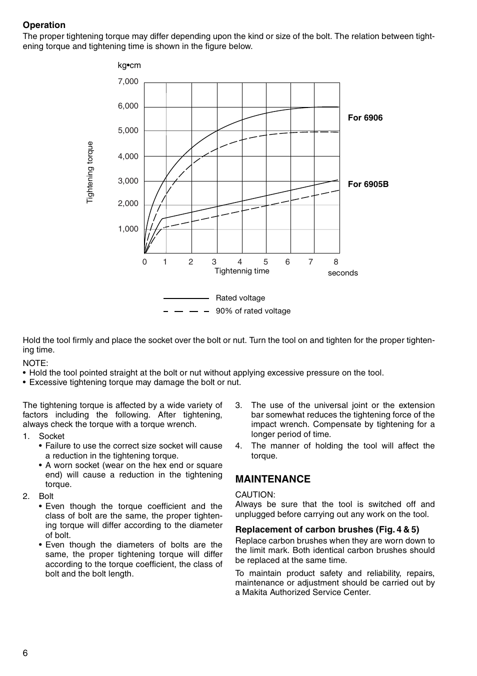 Maintenance | Makita 6906 User Manual | Page 6 / 24