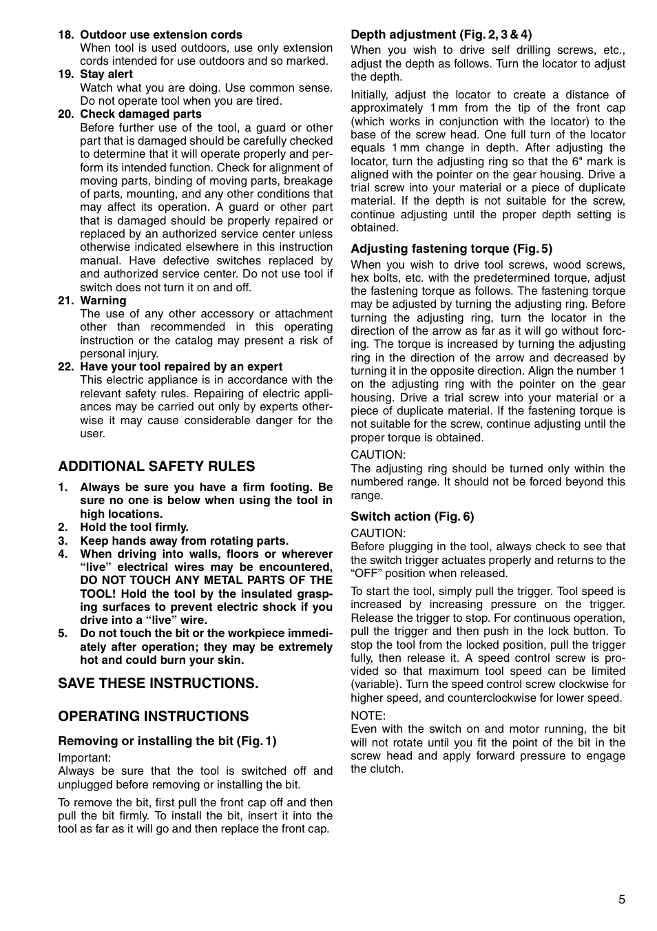 Additional safety rules, Save these instructions. operating instructions | Makita 6805BV User Manual | Page 5 / 20