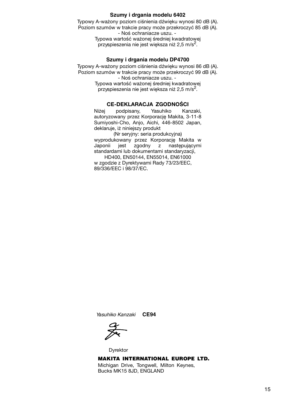 Makita 6402 User Manual | Page 15 / 20