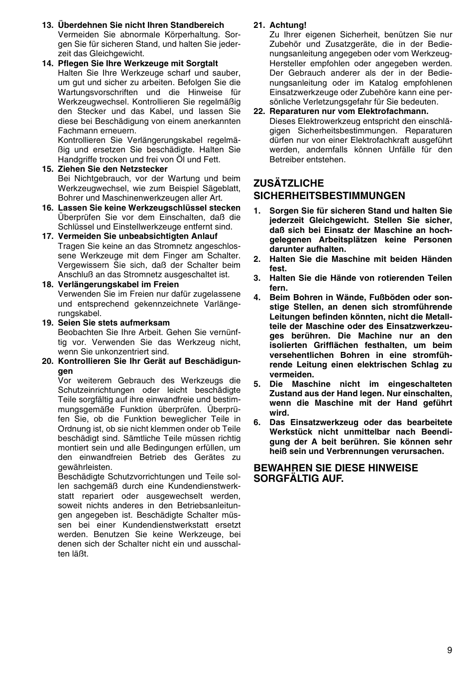 Zusätzliche sicherheitsbestimmungen, Bewahren sie diese hinweise sorgfältig auf | Makita 6402 User Manual | Page 9 / 20