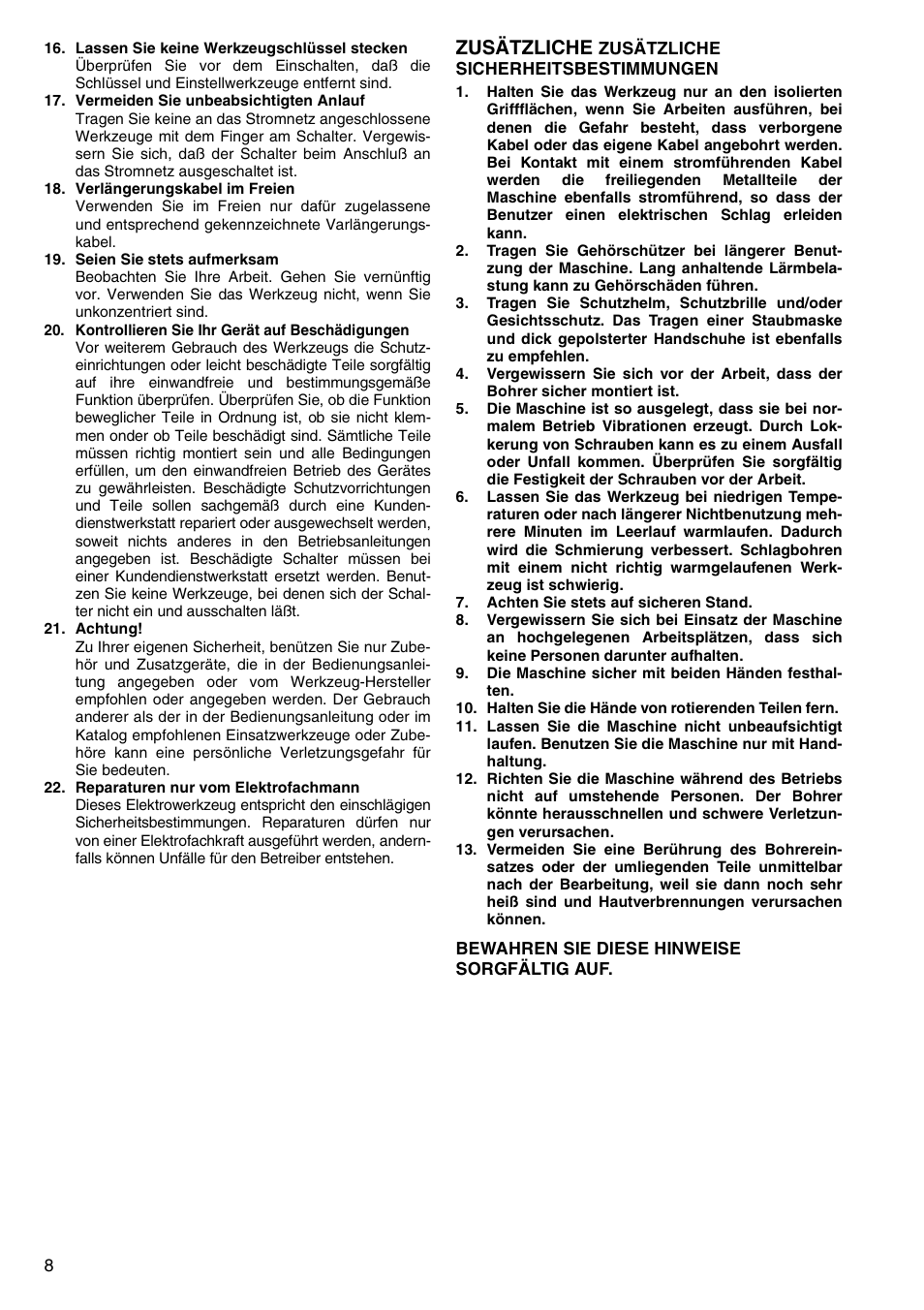 Zusätzliche | Makita HM1304 User Manual | Page 8 / 20