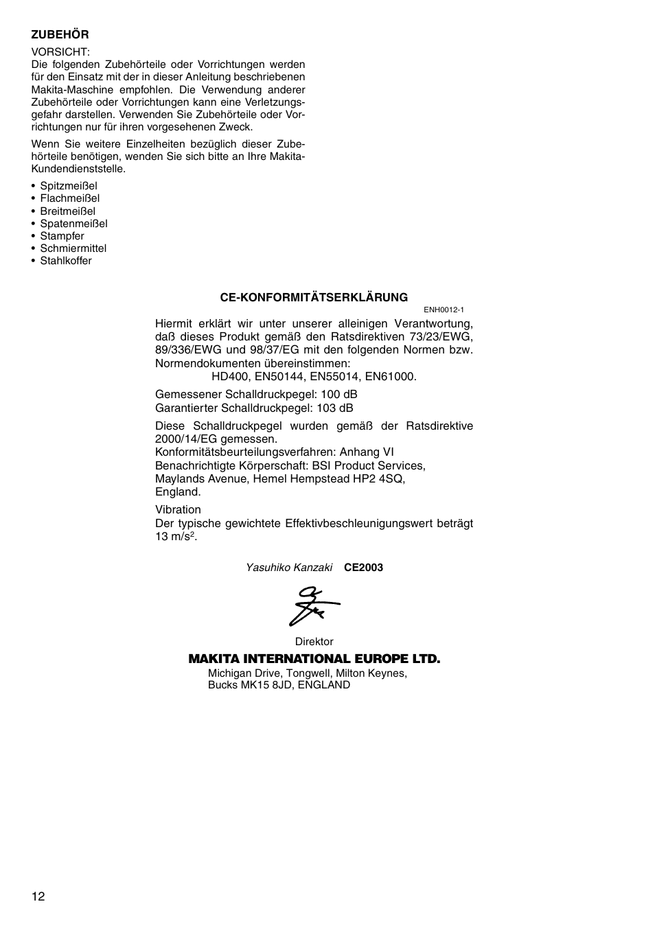 Makita HM1304B User Manual | Page 12 / 20