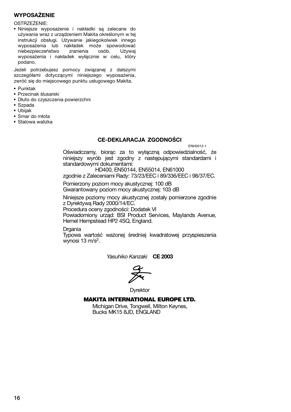 Makita HM1304B User Manual | Page 16 / 20