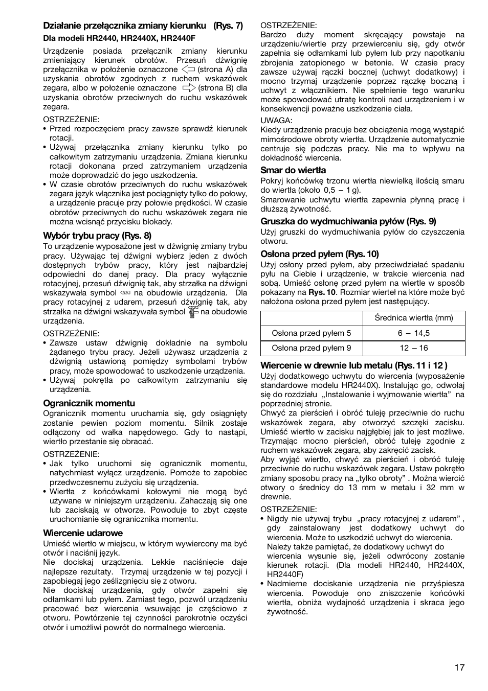 Makita HR2442 User Manual | Page 17 / 24