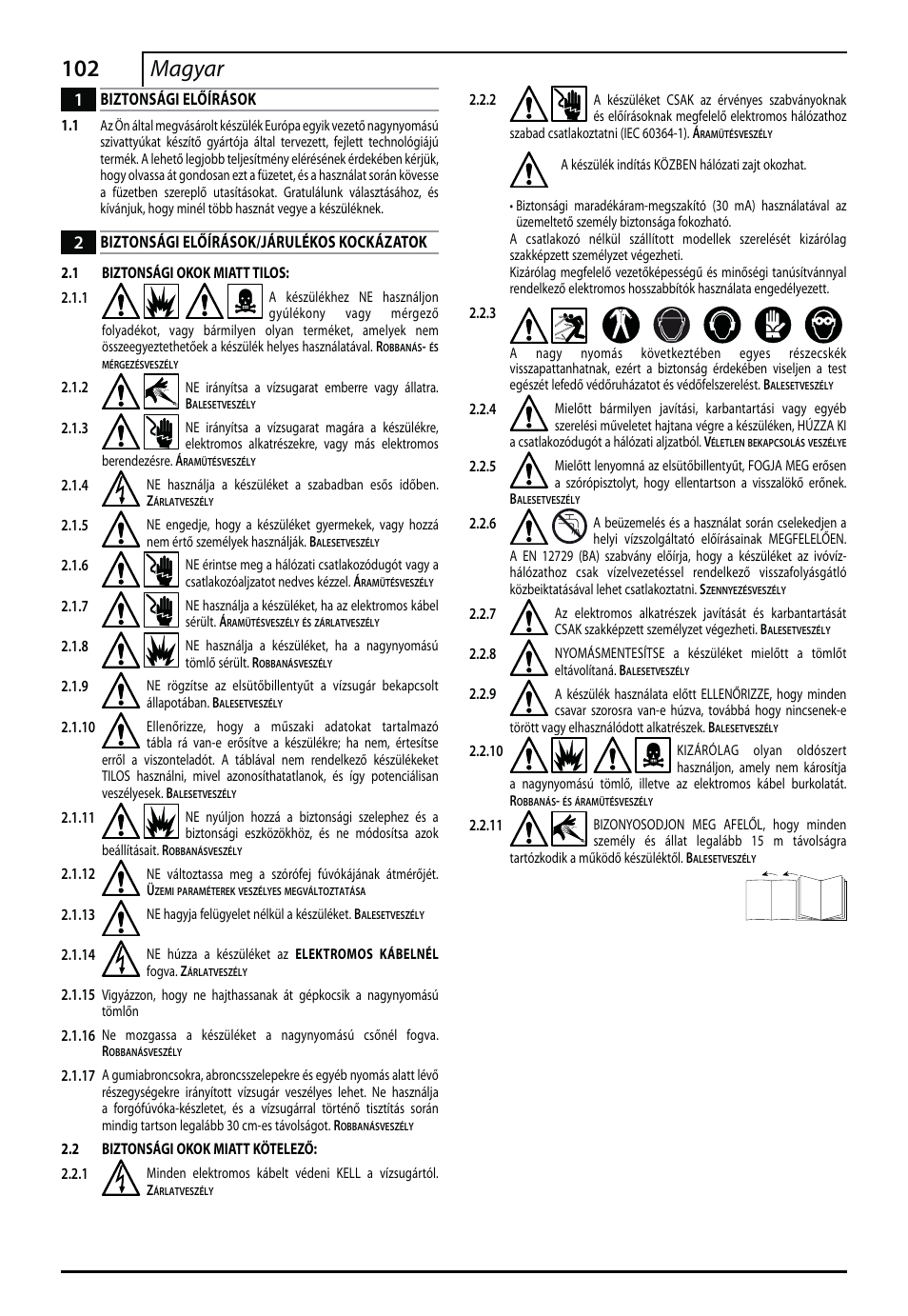 102 magyar | Makita HW112 User Manual | Page 102 / 140