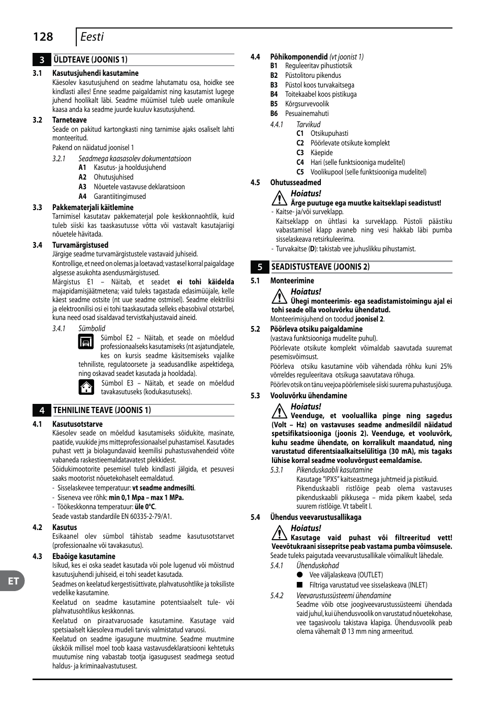 128 eesti | Makita HW112 User Manual | Page 128 / 140