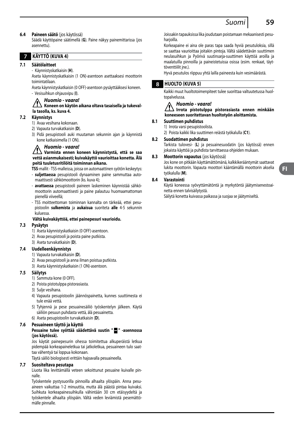 59 suomi | Makita HW112 User Manual | Page 59 / 140