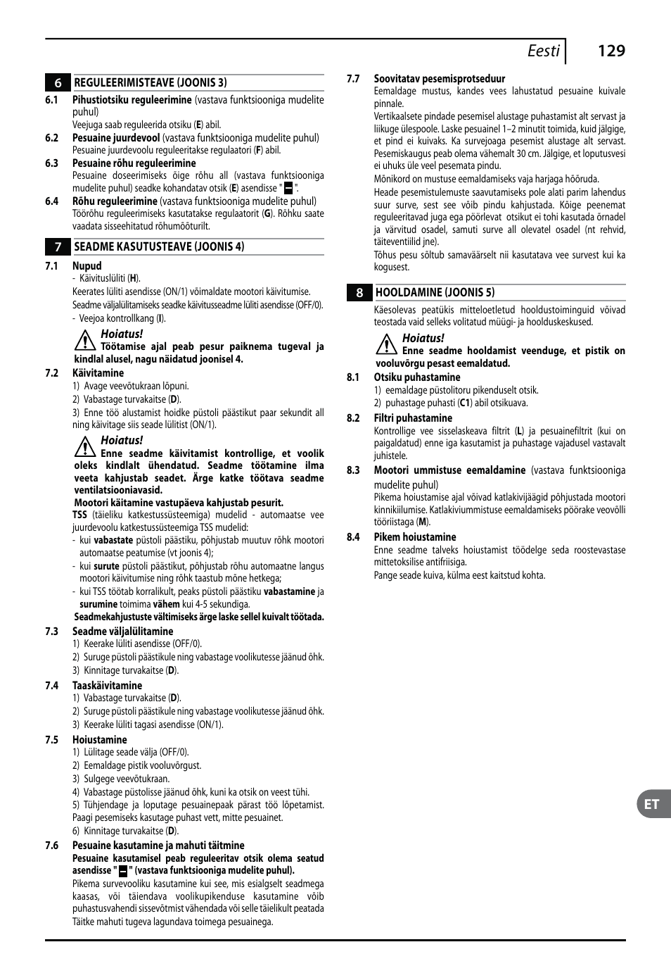 129 eesti | Makita HW140 User Manual | Page 129 / 140