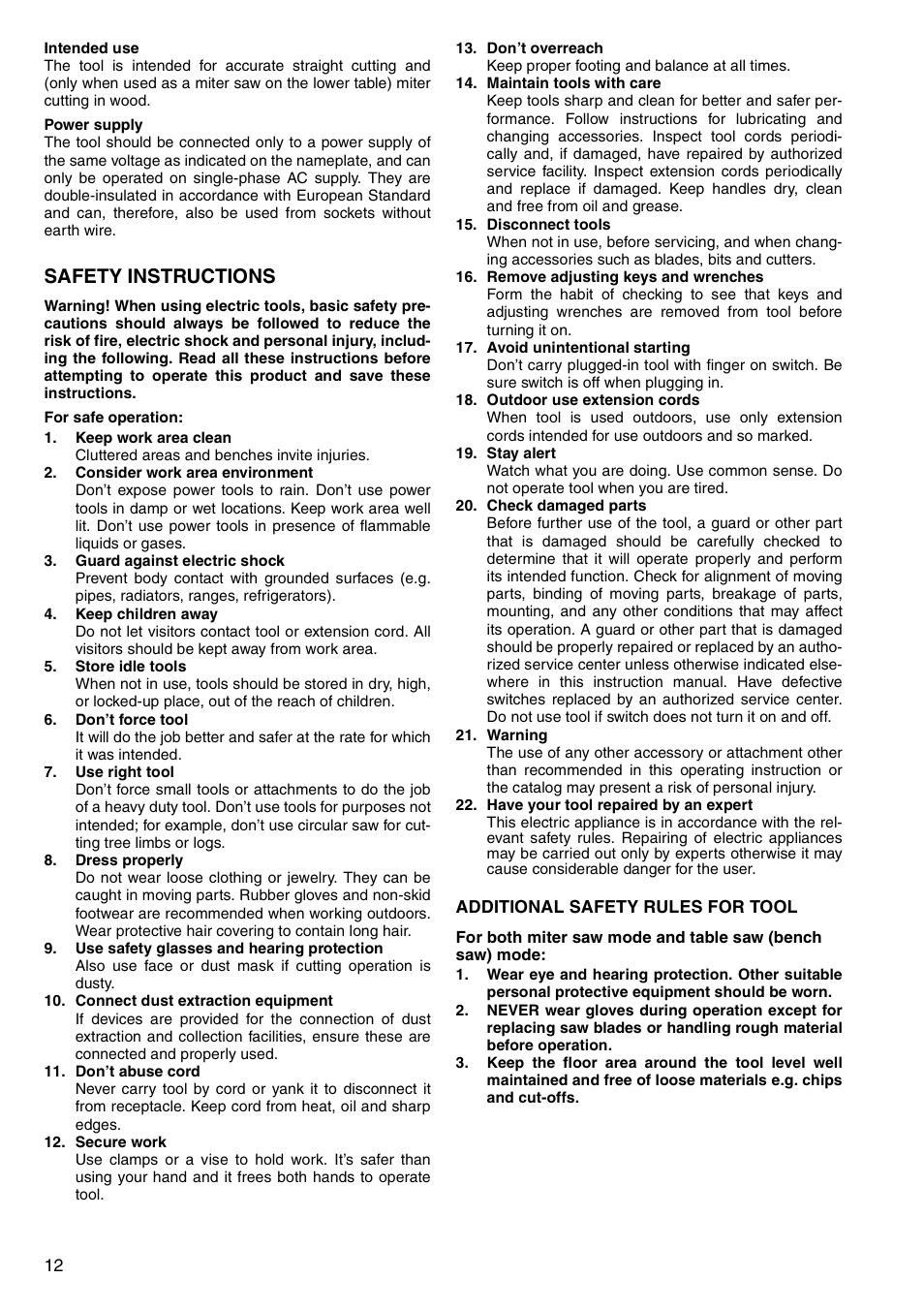 Safety instructions | Makita LH1040F User Manual | Page 12 / 60