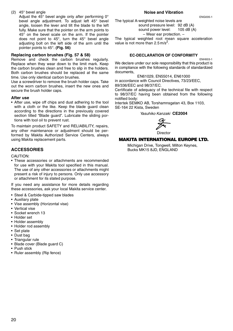 Makita LH1040F User Manual | Page 20 / 60