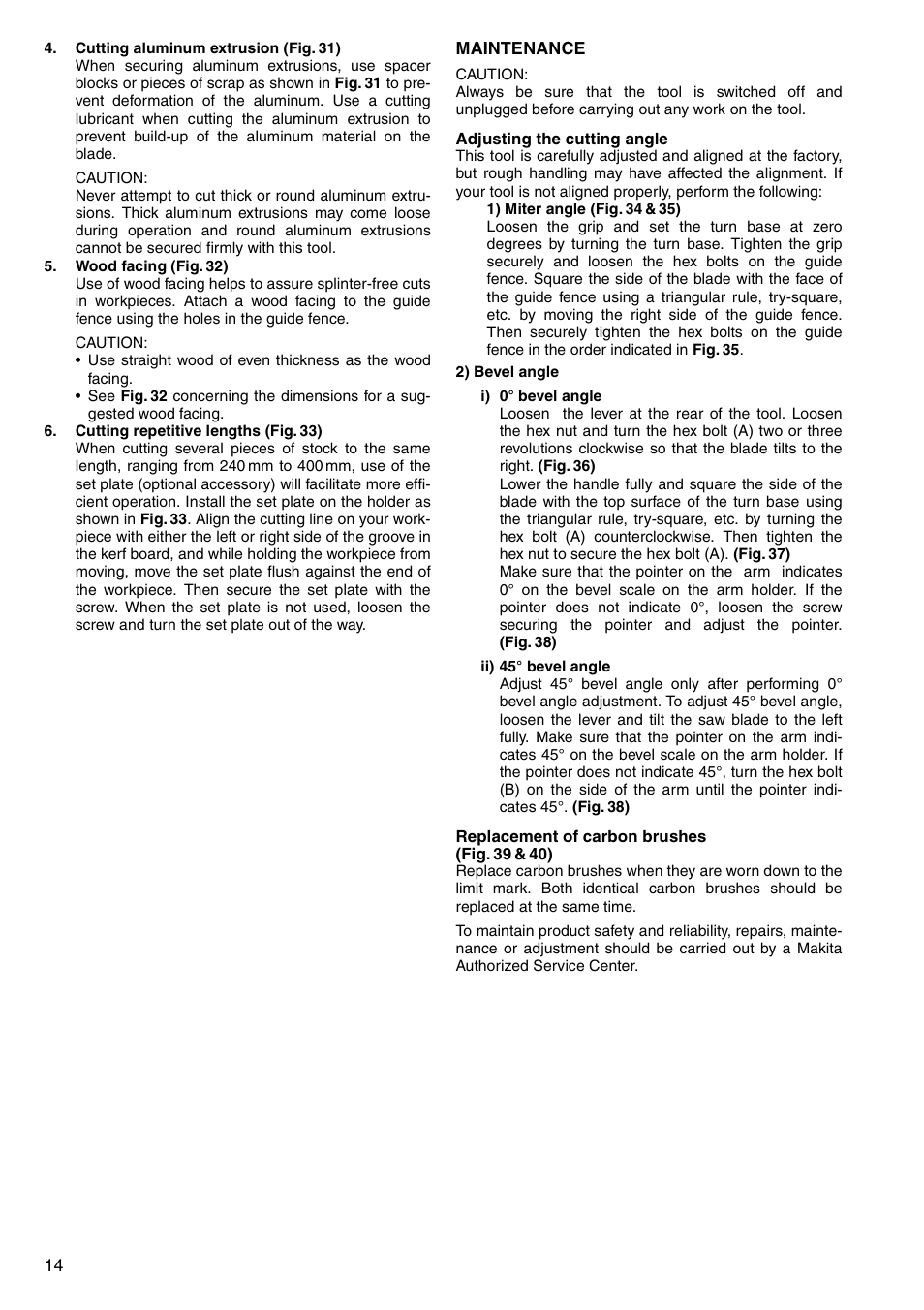 Makita LS1040F User Manual | Page 14 / 44