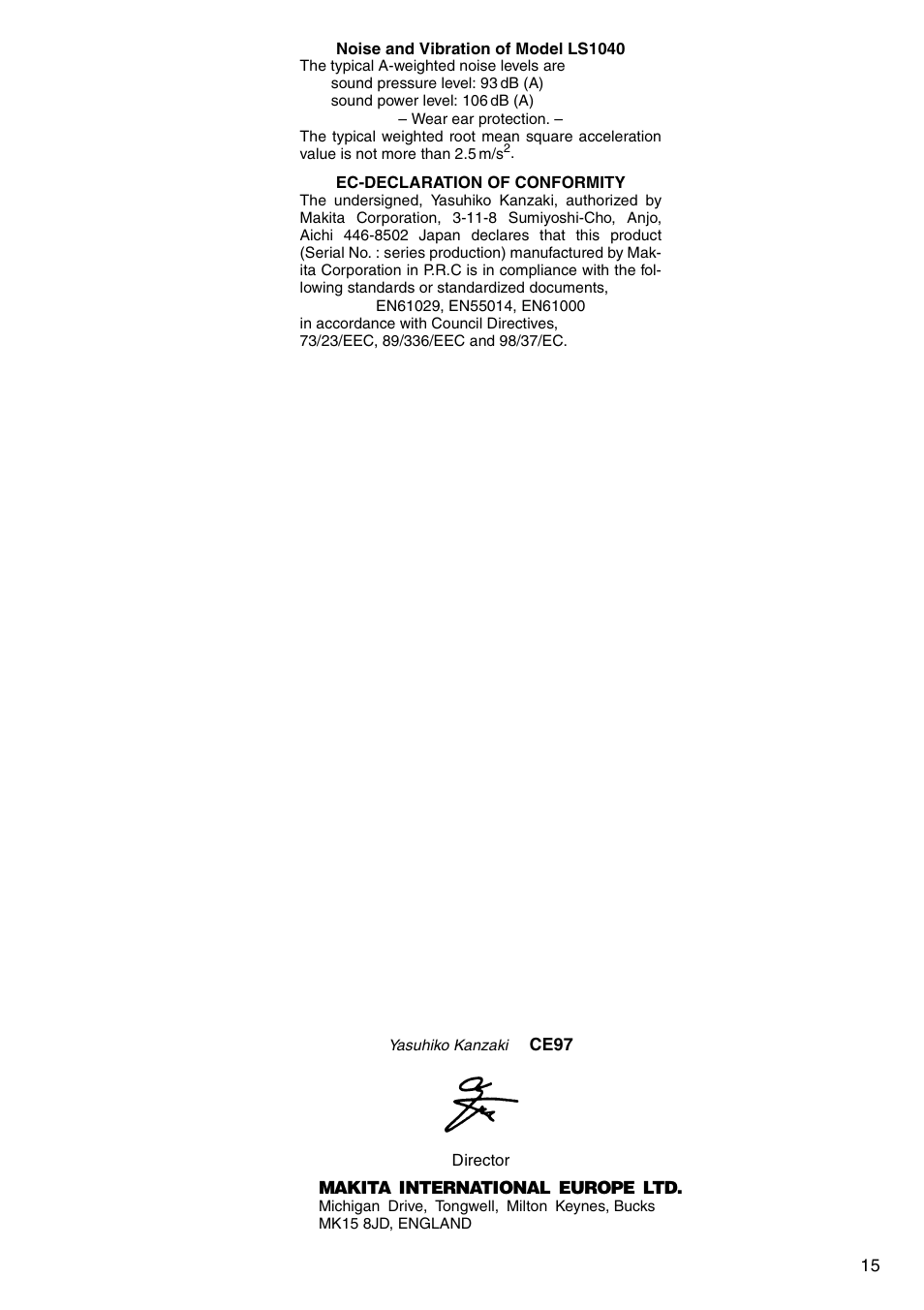 Makita LS1040F User Manual | Page 15 / 44