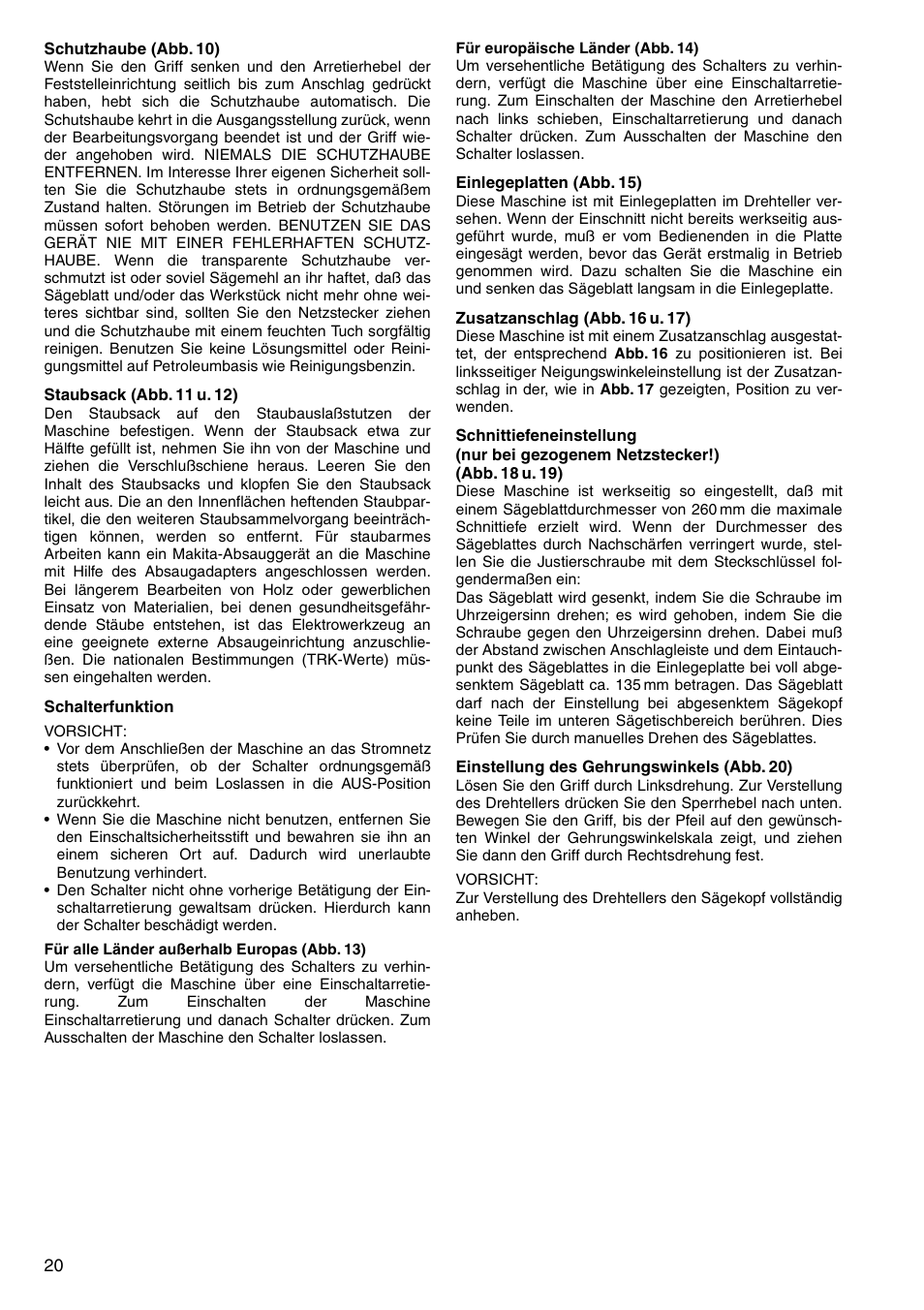 Makita LS1040F User Manual | Page 20 / 44