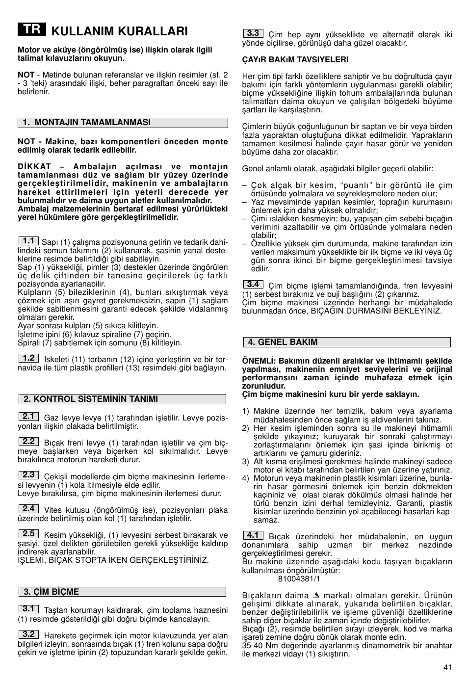 Kullanim kurallari | Makita PLM5115 User Manual | Page 41 / 132