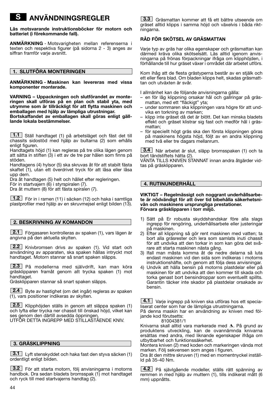 Användningsregler | Makita PLM5115 User Manual | Page 44 / 132