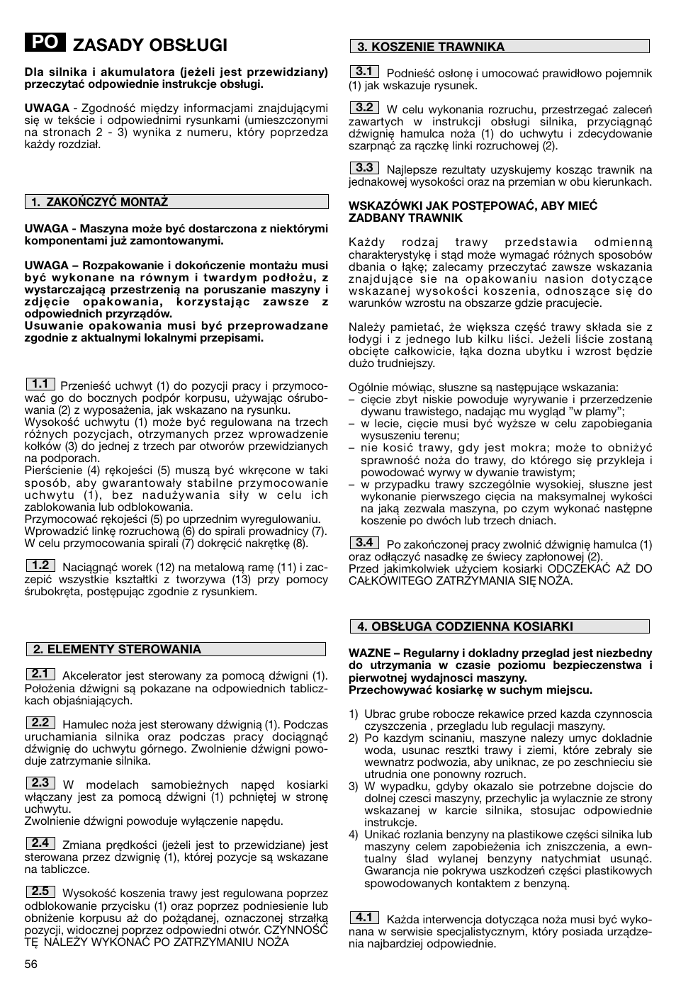 Zasady obsługi | Makita PLM5115 User Manual | Page 56 / 132