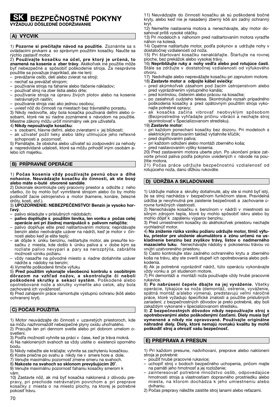 Bezpečnostné pokyny | Makita PLM5115 User Manual | Page 70 / 132