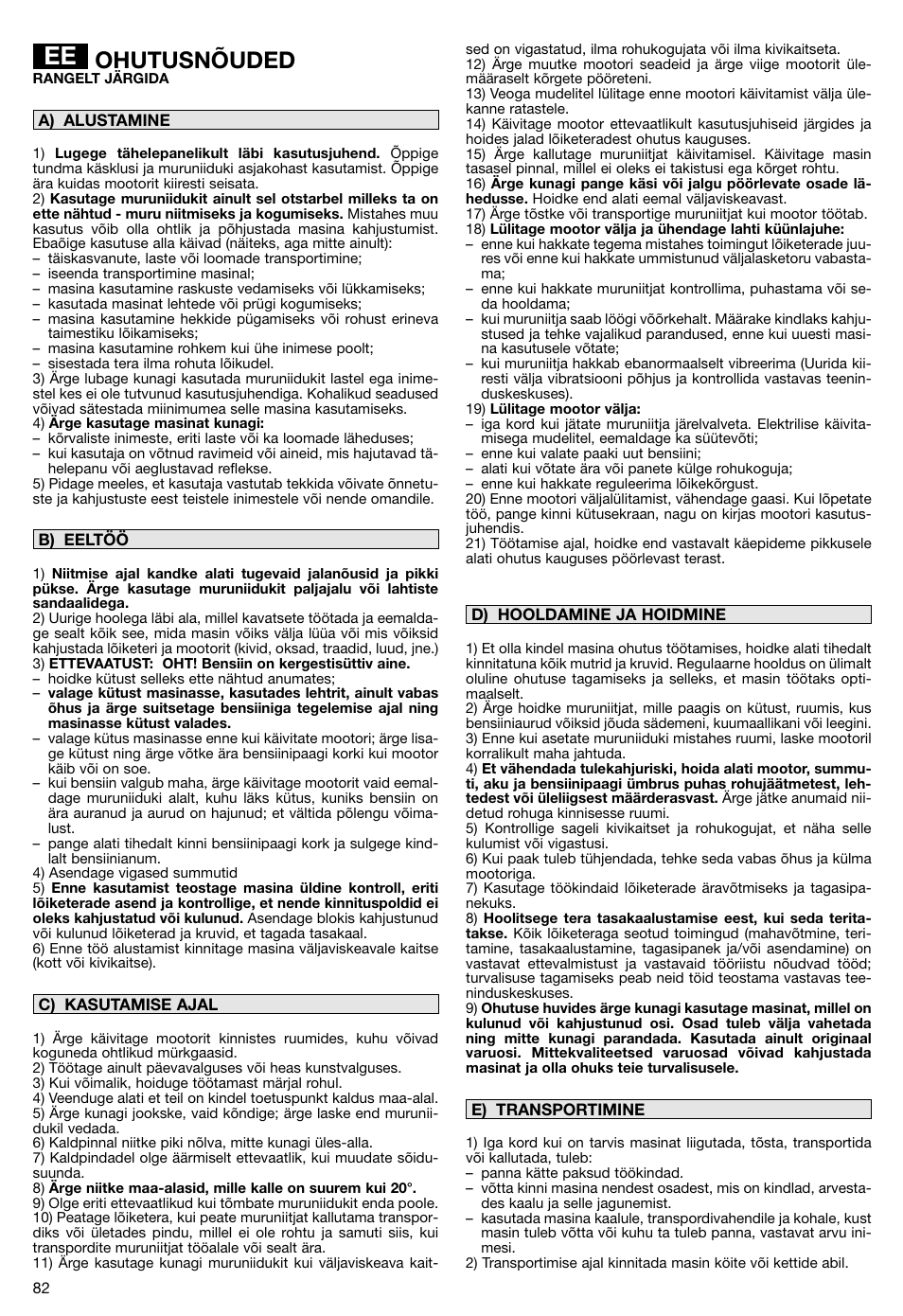 Ohutusnõuded | Makita PLM5115 User Manual | Page 82 / 132