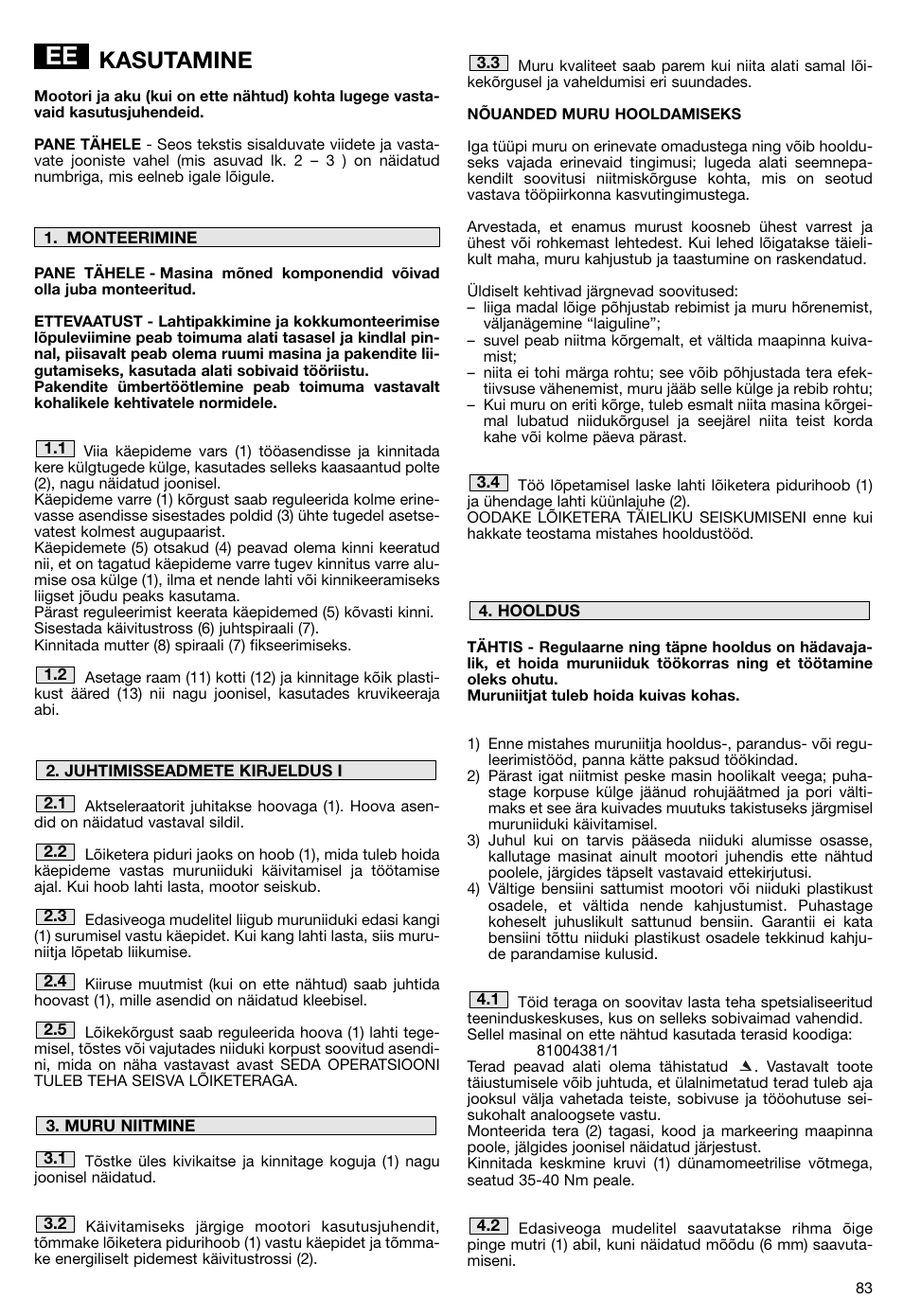 Kasutamine | Makita PLM5115 User Manual | Page 83 / 132