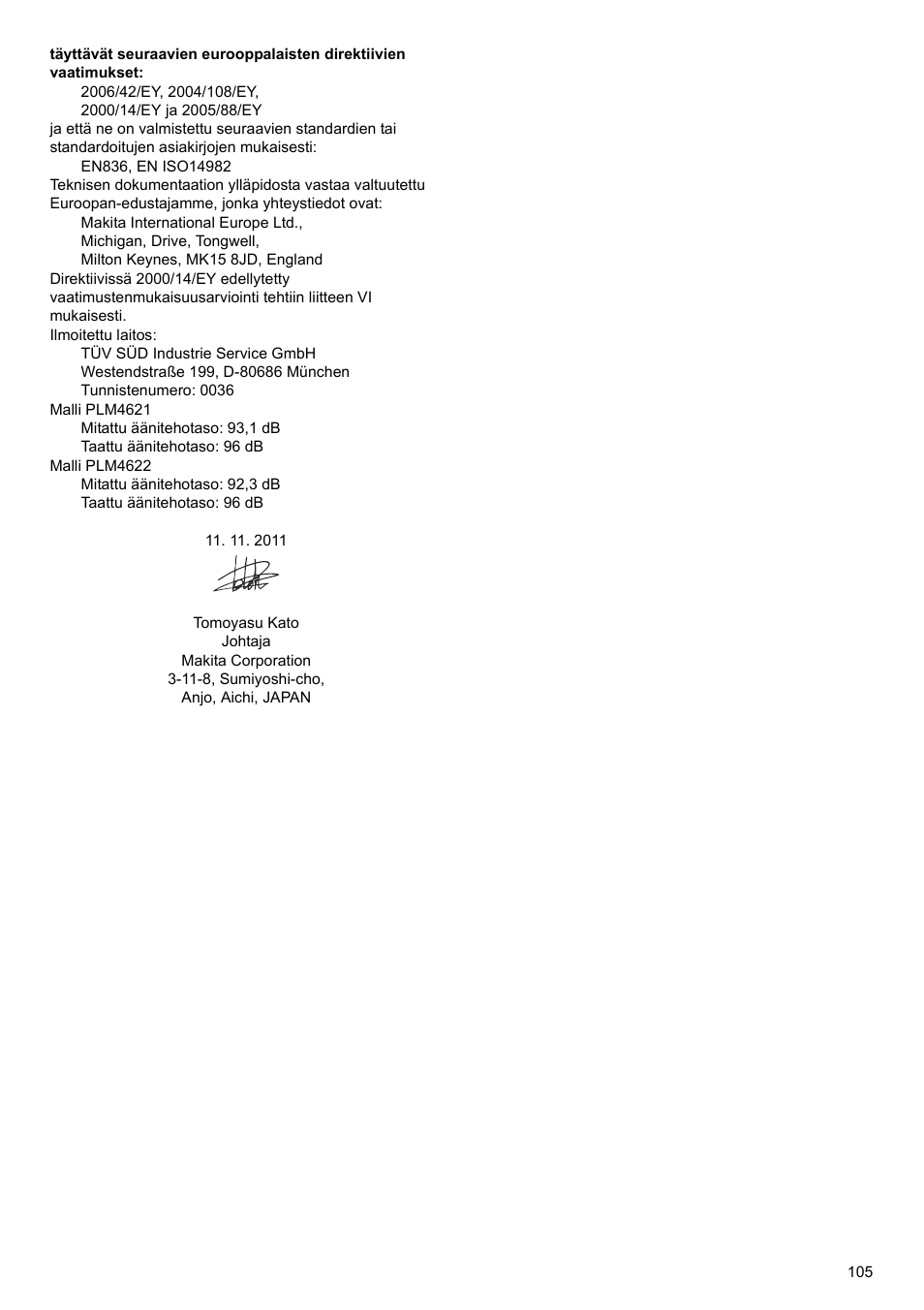 Makita PLM4622 User Manual | Page 105 / 212