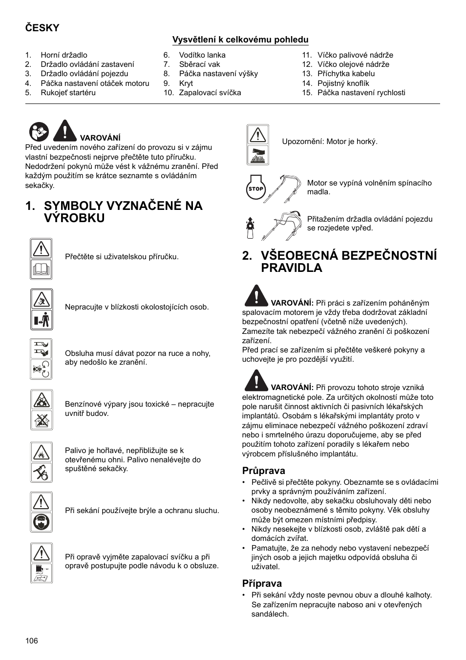 Česky, Průprava, Příprava | Makita PLM4622 User Manual | Page 106 / 212