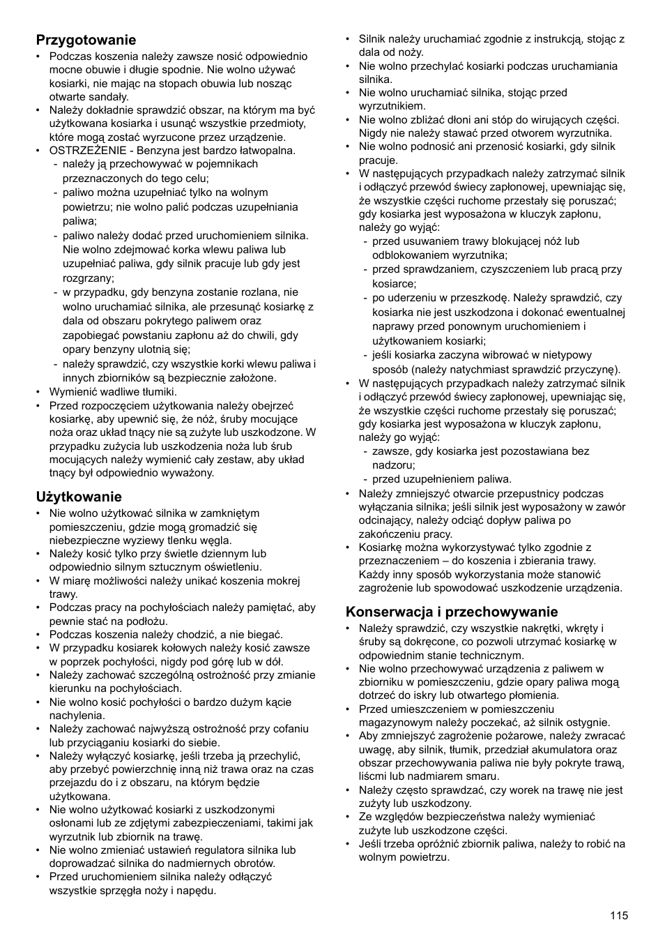 Przygotowanie, Użytkowanie, Konserwacja i przechowywanie | Makita PLM4622 User Manual | Page 115 / 212