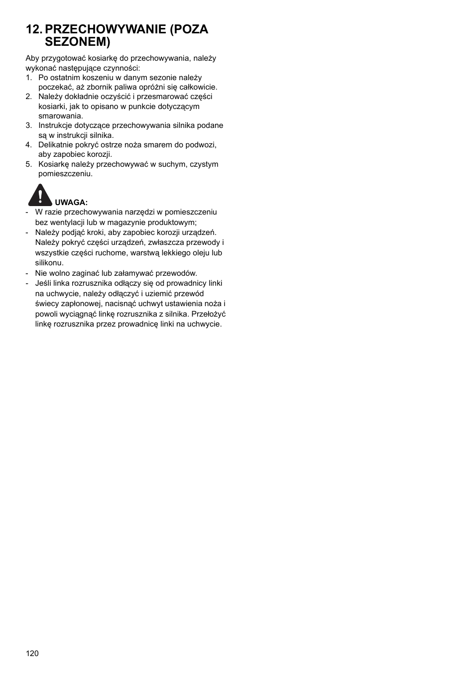 Przechowywanie (poza sezonem) | Makita PLM4622 User Manual | Page 120 / 212