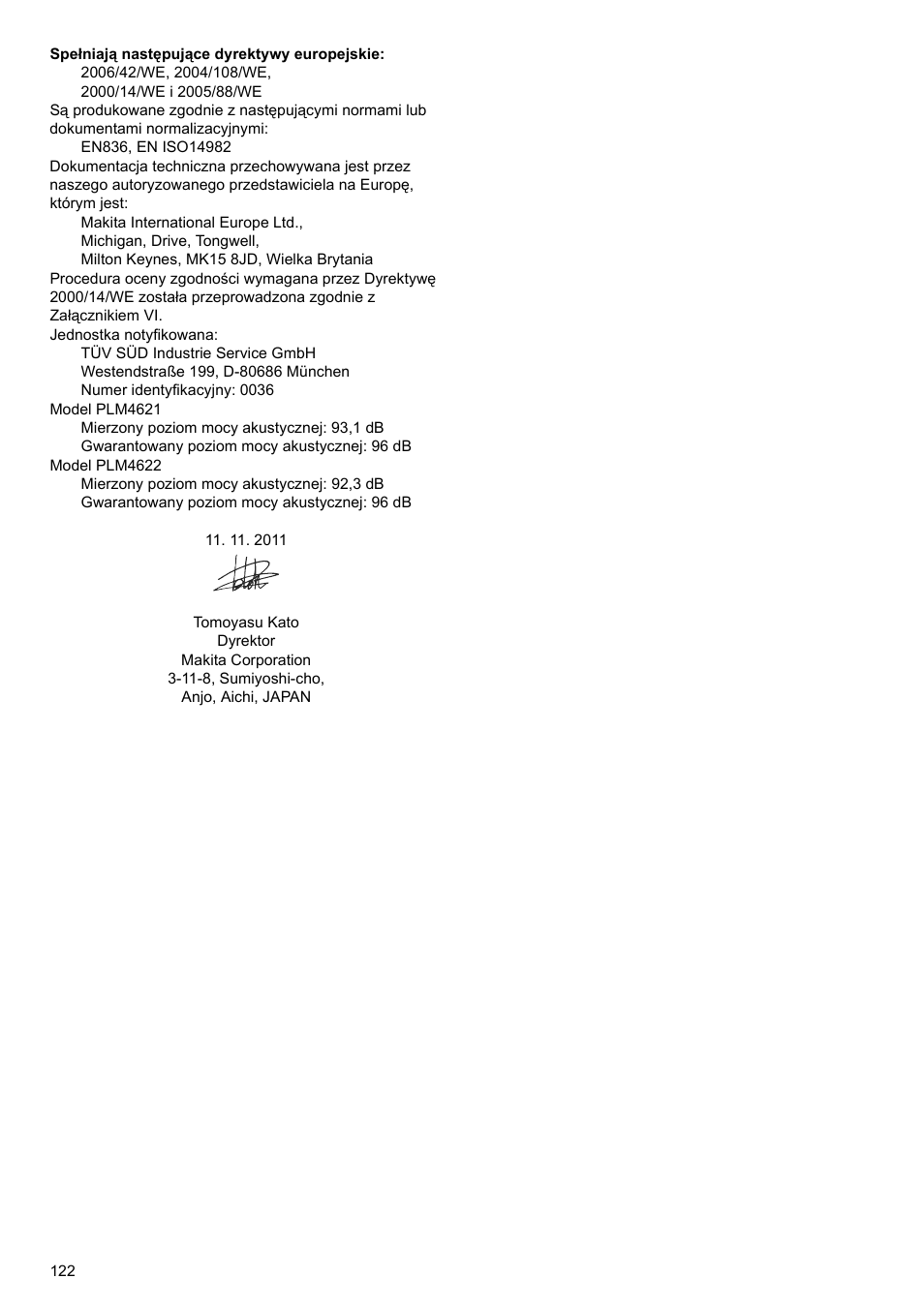 Makita PLM4622 User Manual | Page 122 / 212