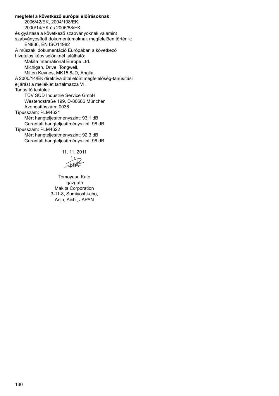 Makita PLM4622 User Manual | Page 130 / 212