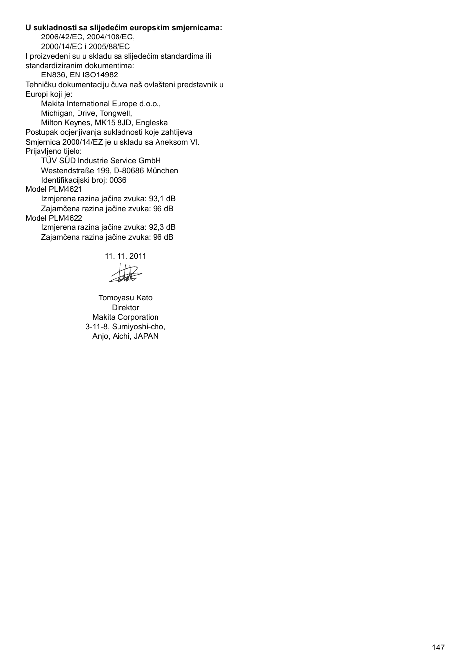 Makita PLM4622 User Manual | Page 147 / 212